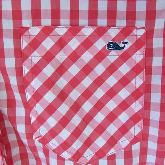 Vineyard Vines Gingham Button Up Shirt Relaxed Seabreeze Size 8 Style: 2W2080 - Picture 4 of 16